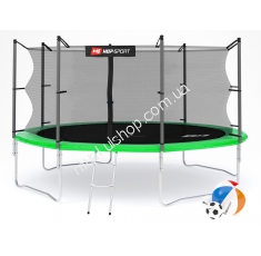 Батут Hop-Sport 14 ft green внутренняя сетка. Магазин Muskulshop