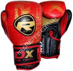Боксерские перчатки RDX Ultra Gold Red 10oz. Магазин Muskulshop